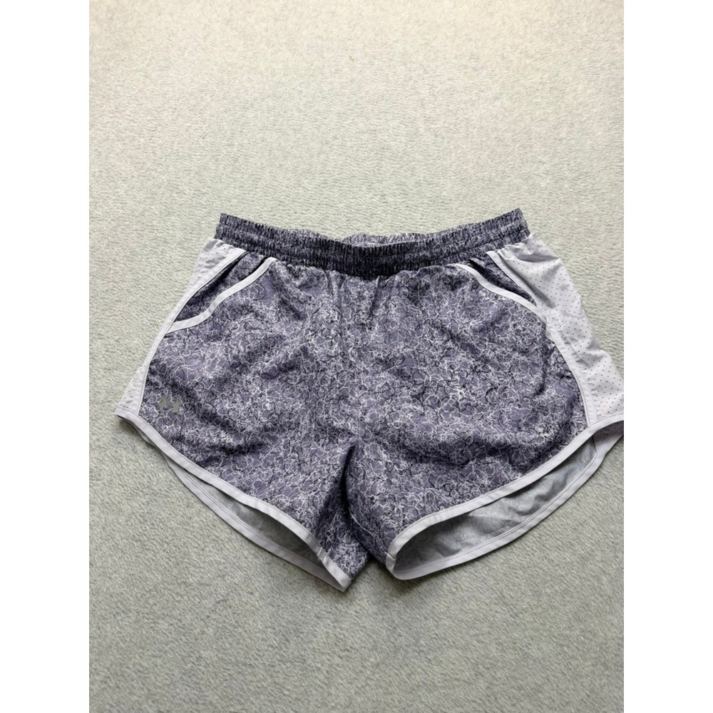 Under Armour Womens HeatGear Running Shorts Purple Marble Print Medium